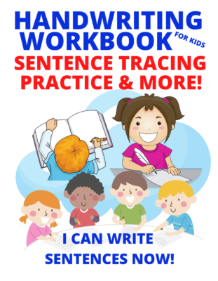 Book Cover: Handwriting Workbook for Kids: Sentence Tracing Practice & More. I Can Write Sentences Now!