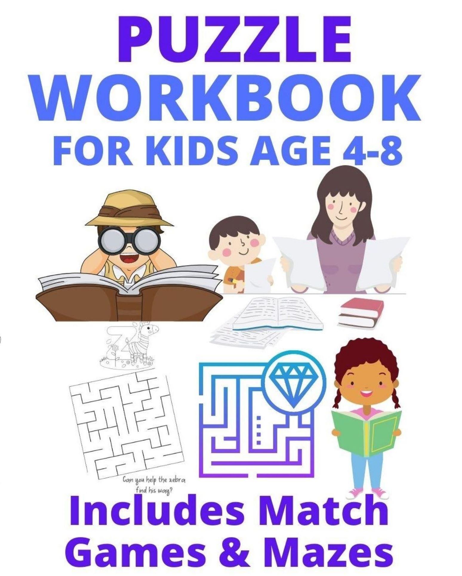 Puzzle Workbook for Kids Age 48 Includes Match Games & Mazes Books
